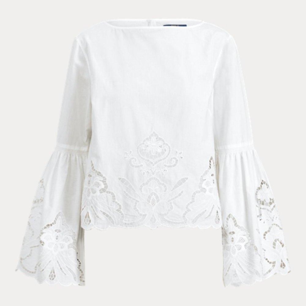 🎆Host Pick🎆POLO Ralph Lauren Eyelet Bell-Sleeve Poplin Shirt